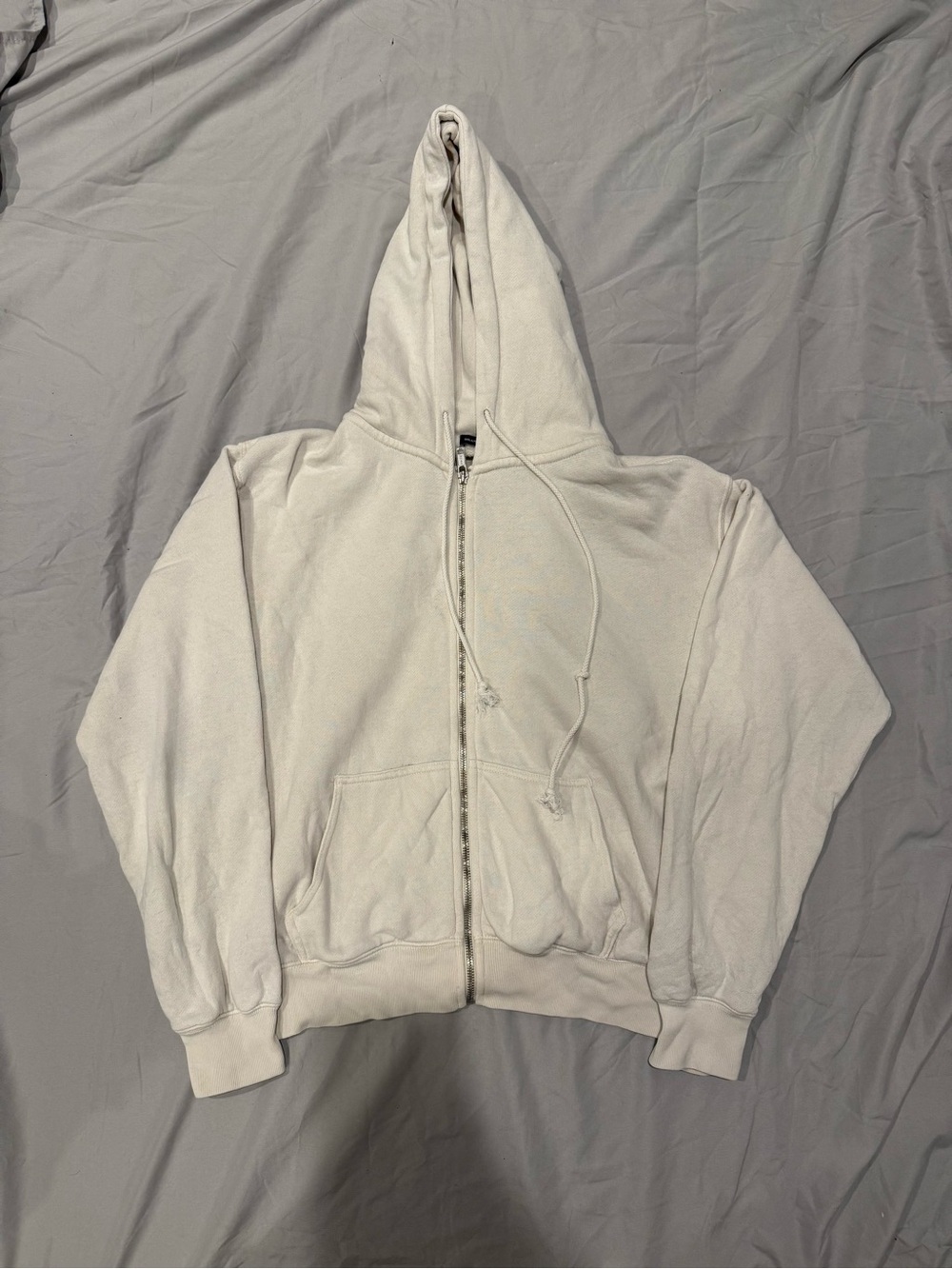 Brandy Melville Zip Up Hoodie Cream One Size Regular Fit